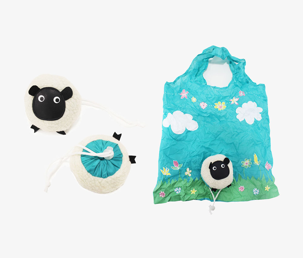 190t rPET Polyester Foldable Tote Bag Sheep Print