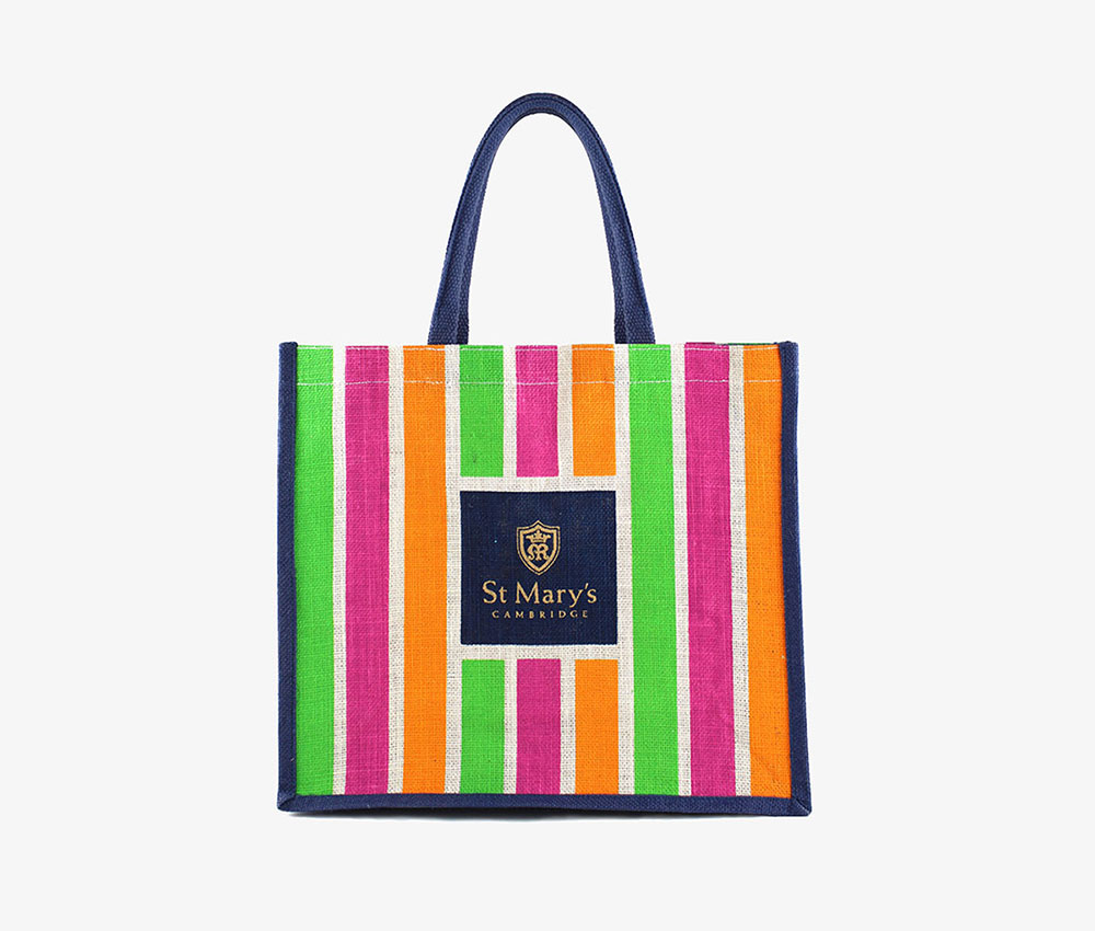 Colorful Printed Burlap Shopping Bag