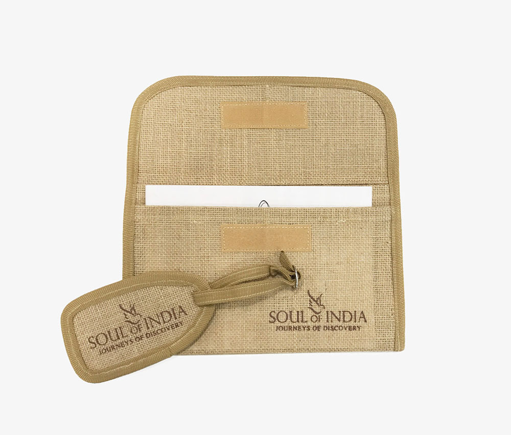 Jute Luggage Tag Document Pouch Folder