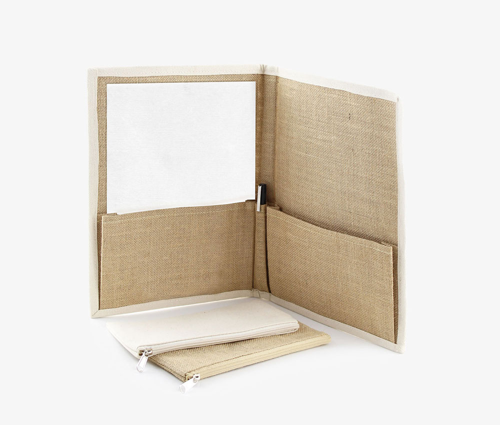 Laminated Jute Folder Cotton Binding Pencil Cases